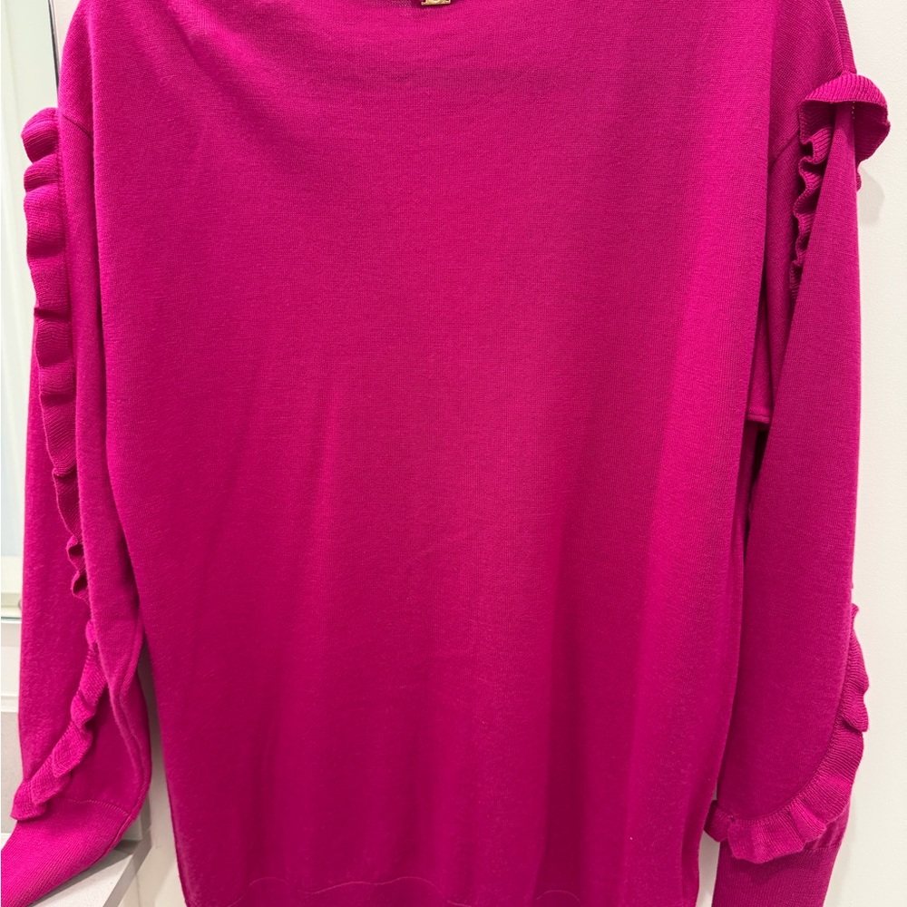 Pinko Fuchsia Ruffle Cardigan Sweater - Picture 4 of 4